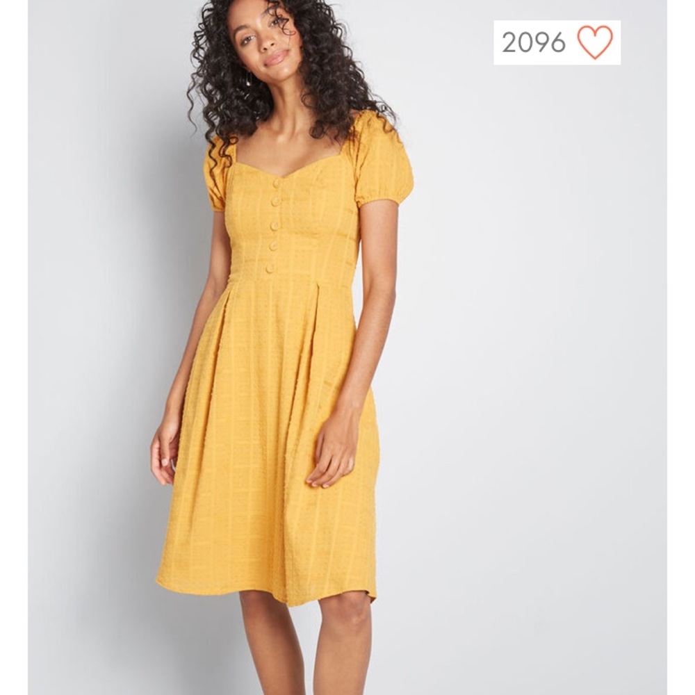 ModCloth knee length Yellow Linen Dress
